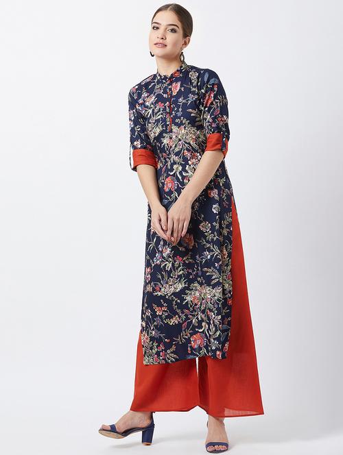 printed kurta with palazzo set - 16382338 - Very Small Image - 1