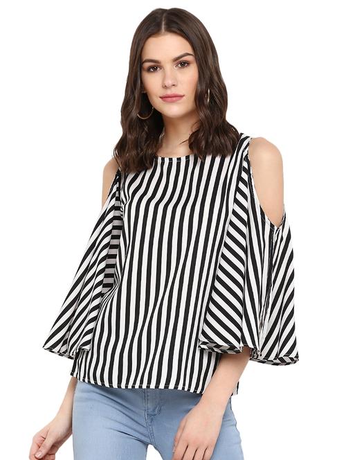 cold shoulder striped top - 16382644 - Very Small Image - 1
