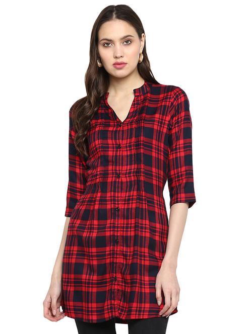 tie back checkered tunic - 16382651 - Very Small Image - 1