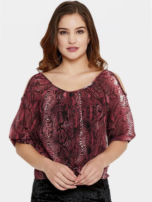 cold shoulder snake printed top - 16383541 - Very Small Image - 1