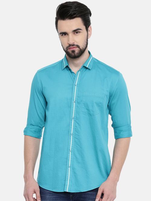 light blue solid casual shirt - 16385044 - Very Small Image - 1
