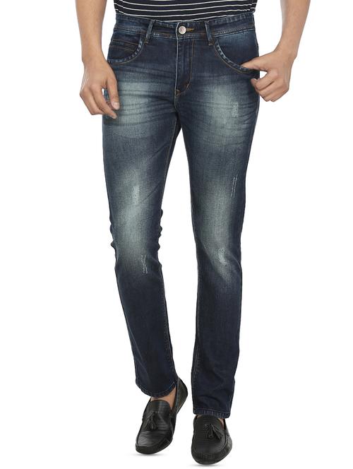 dark blue light washed ripped denim jeans - 16386190 - Very Small Image - 1