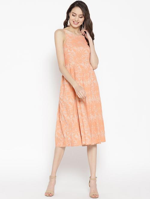 criss cross back floral fit & flare dress - 16386236 - Very Small Image - 1