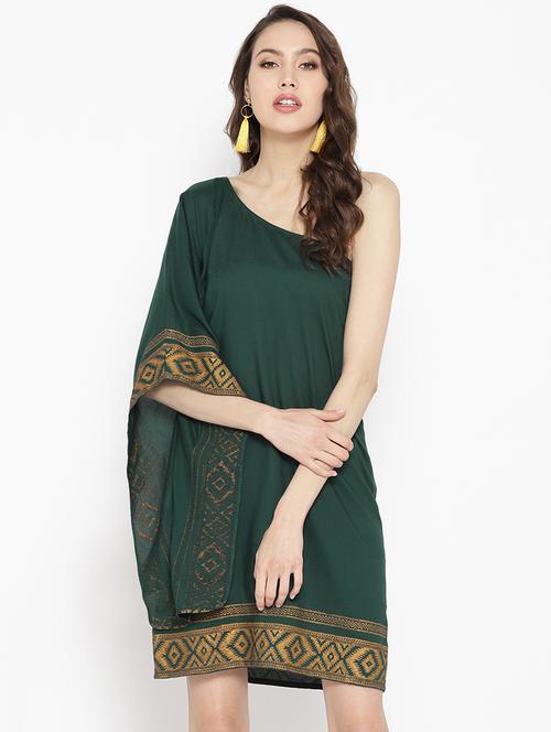 single shoulder foil print sheath dress - 16386243 - Very Small Image - 1