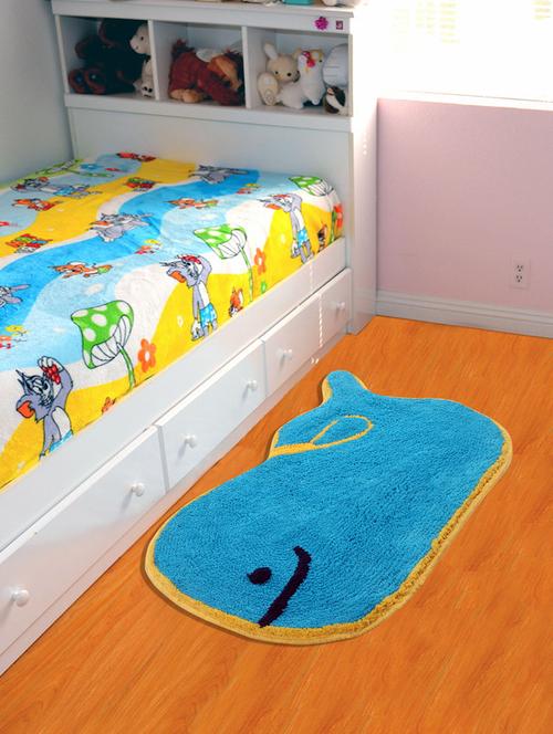 saral home blue whale shape soft microfiber kids mat -40x70 cm - 16386379 - Very Small Image - 1