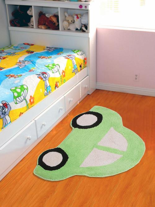 saral home green car shape soft microfiber kids mat - 45x70 cm - 16386386 - Very Small Image - 1