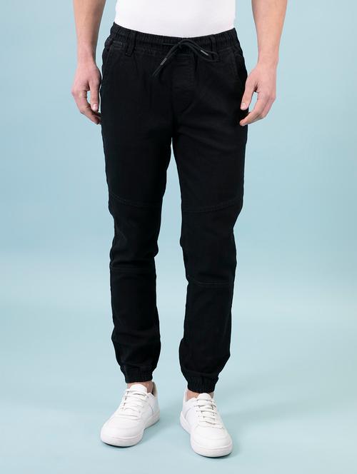 men's black solid jogger - 16386569 - Very Small Image - 1