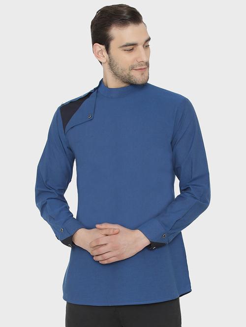 royal blue solid short kurta - 16386688 - Very Small Image - 1