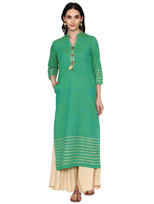 gota work solid straight kurta - 16386866 - Very Small Image - 1