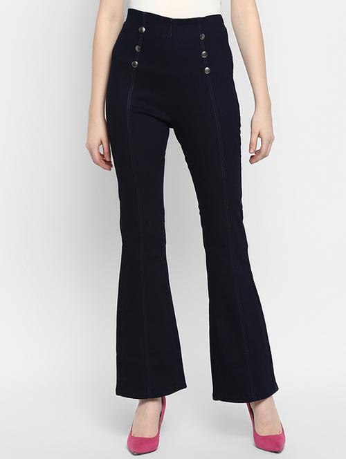 high rise button detail jeans - 16387336 - Very Small Image - 1