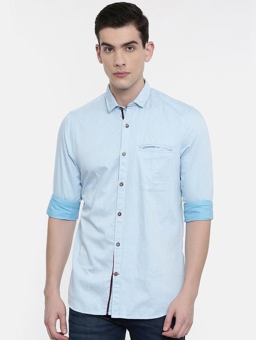 light blue cotton casual shirt - 16387642 - Very Small Image - 1