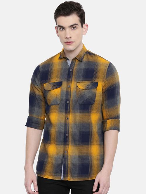 yellow checkered casual shirt - 16387652 - Very Small Image - 1