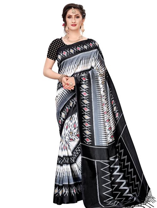 ikat printed mysore silk saree with blouse - 16387931 - Very Small Image - 1