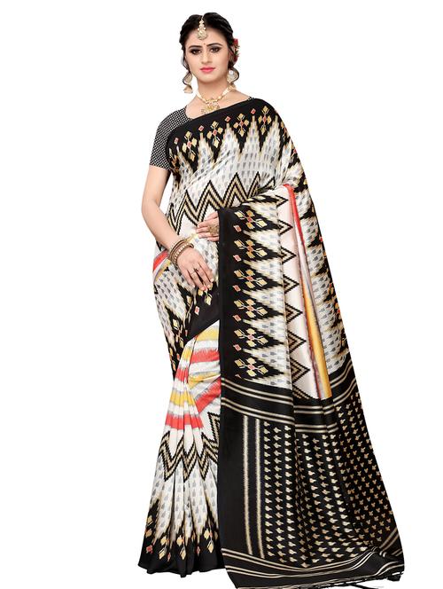 ikat printed mysore silk saree with blouse - 16387932 - Very Small Image - 1