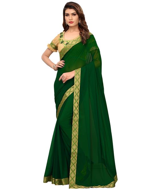 solid lace border saree with blouse - 16388006 - Very Small Image - 1