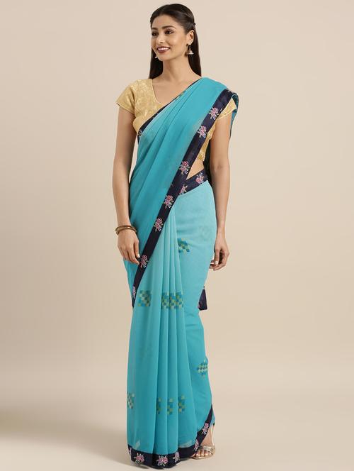 floral printed saree with blouse - 16389856 - Very Small Image - 1