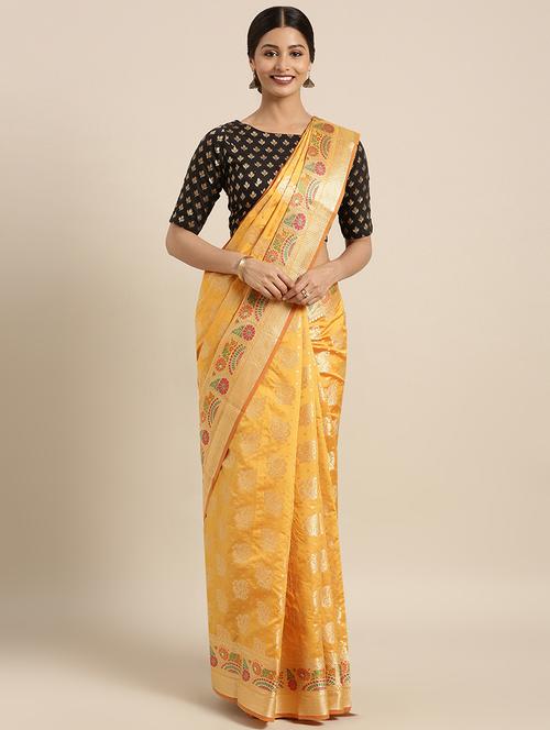 paisley embroidered saree with blouse - 16389864 - Very Small Image - 1