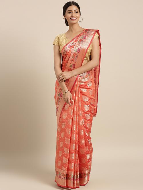 paisley embroidered saree with blouse - 16389865 - Very Small Image - 1