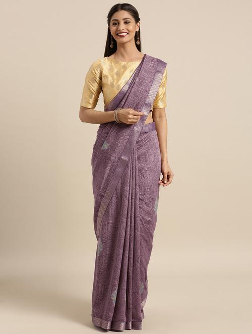 paisley printed saree with blouse - 16389906 - Very Small Image - 1