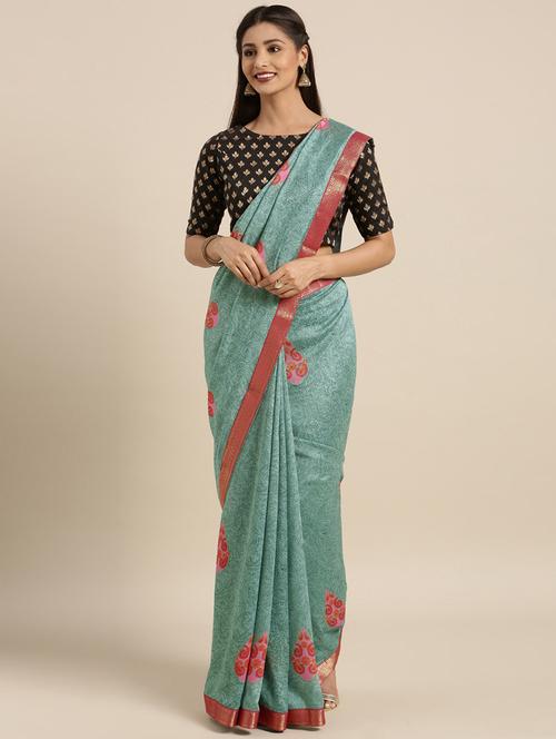 paisley printed saree with blouse - 16389908 - Very Small Image - 1
