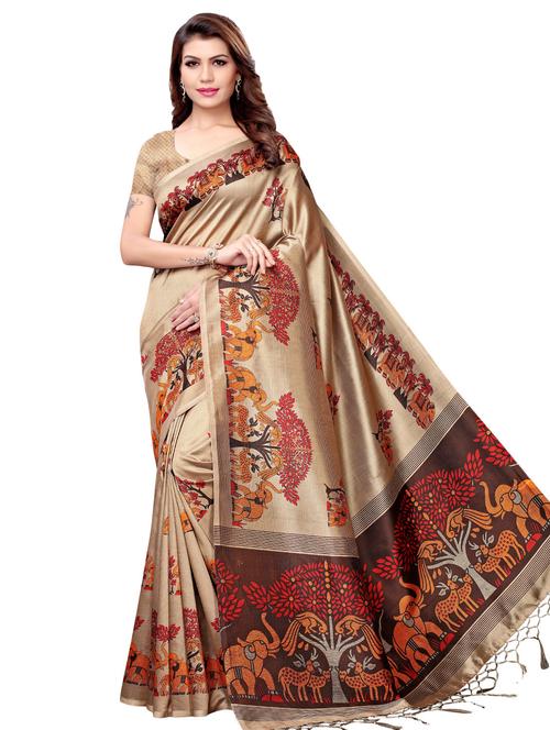 kalamkari pinted mysore silk saree with blouse - 16389970 - Very Small Image - 1