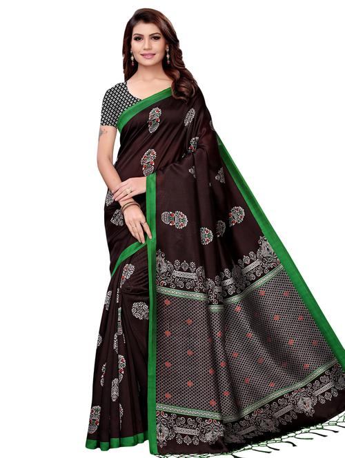 floral printed mysore silk saree with blouse - 16389973 - Very Small Image - 1