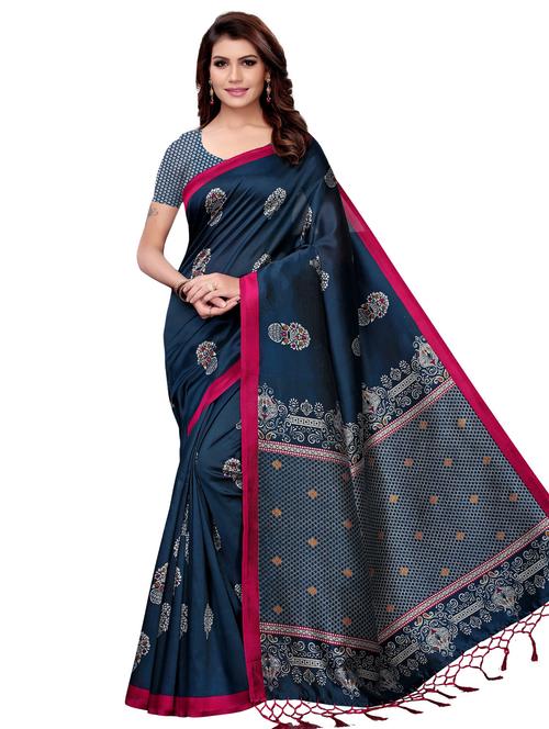 floral printed mysore silk saree with blouse - 16389974 - Very Small Image - 1