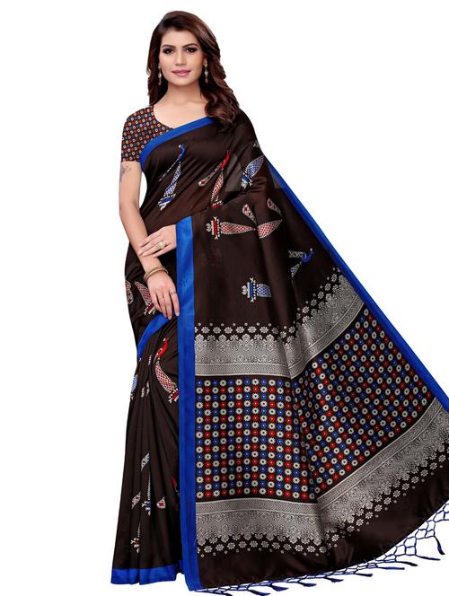 kalamkari printed mysore silk saree with blouse - 16389978 - Very Small Image - 1