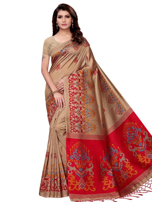 floral printed mysore silk saree with blouse - 16389981 - Very Small Image - 1