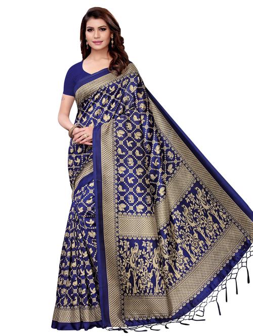 kalamkari printed mysore silk saree with blouse - 16389986 - Very Small Image - 1