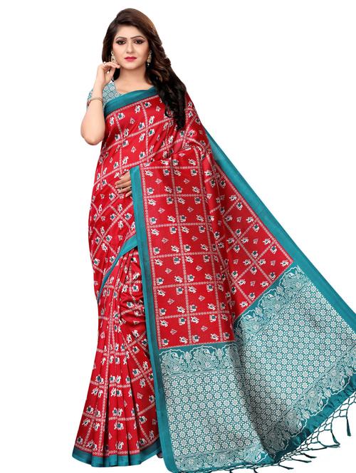 kalamkari printed mysore silk saree with blouse - 16389989 - Very Small Image - 1