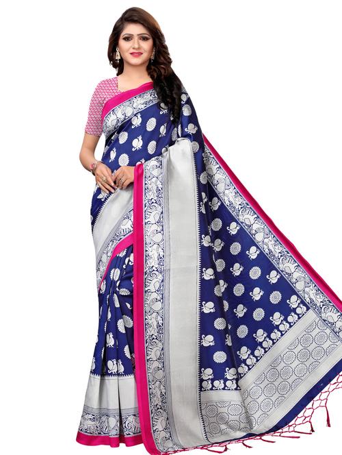 kalamkari printed mysore silk saree with blouse - 16389993 - Very Small Image - 1