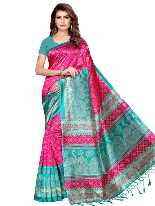 contrast border mysore silk saree with blouse - 16389996 - Very Small Image - 1