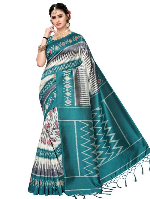 ikat printed mysore silk saree with blouse - 16389997 - Very Small Image - 1