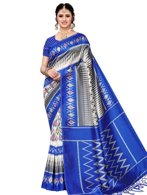 ikat printed mysore silk saree with blouse - 16389998 - Very Small Image - 1