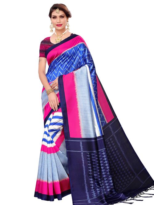 chevron printed mysore silk saree with blouse - 16390008 - Very Small Image - 1