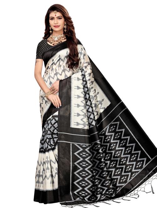 ikat printed mysore silk saree with blouse - 16390019 - Very Small Image - 1