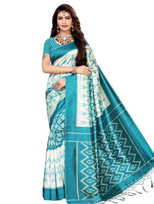 ikat printed mysore silk saree with blouse - 16390020 - Very Small Image - 1