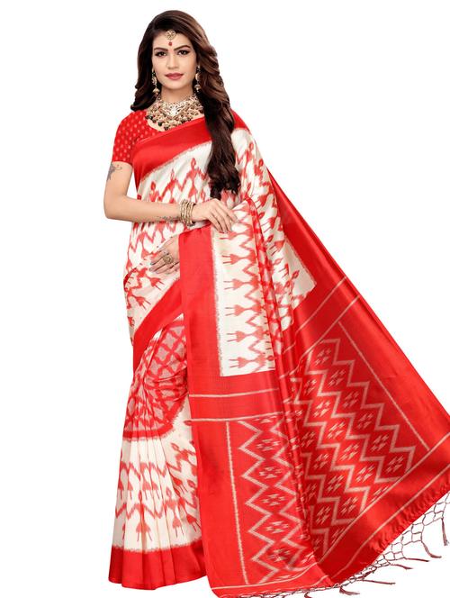 ikat printed mysore silk saree with blouse - 16390021 - Very Small Image - 1