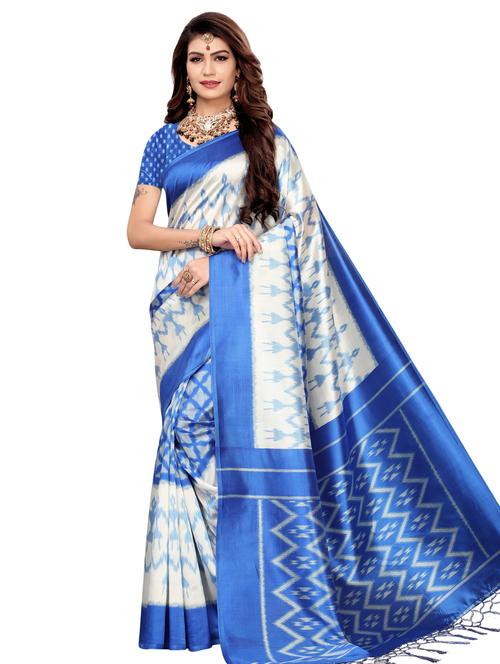 ikat printed mysore silk saree with blouse - 16390022 - Very Small Image - 1