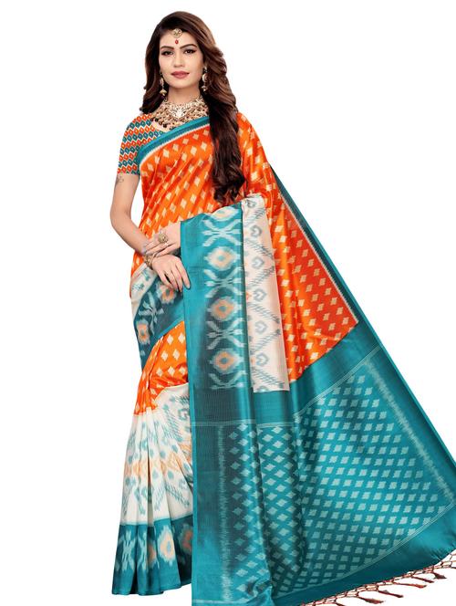 ikat printed mysore silk saree with blouse - 16390024 - Very Small Image - 1