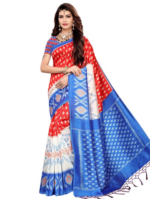 ikat printed mysore silk saree with blouse - 16390027 - Very Small Image - 1