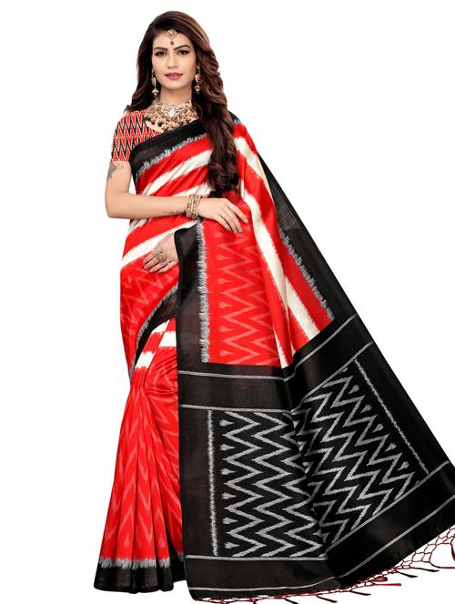 chevron printed mysore silk saree with blouse - 16390034 - Very Small Image - 1