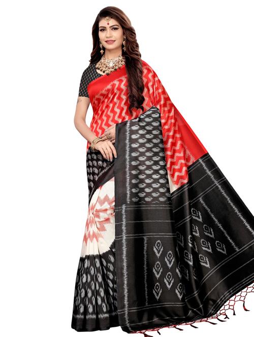 ikat printed mysore silk saree with blouse - 16390035 - Very Small Image - 1