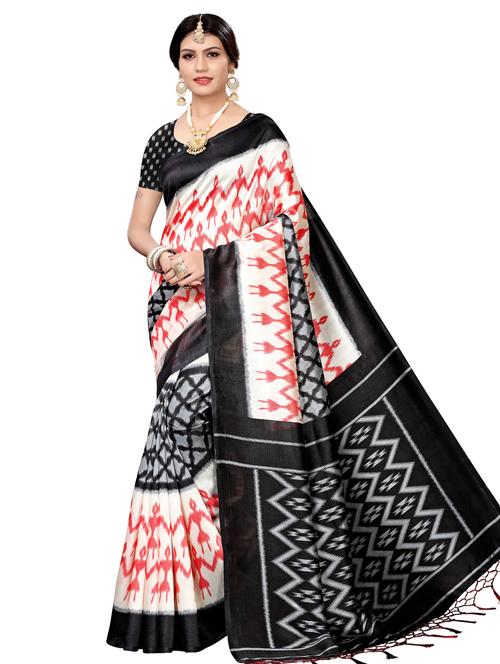 ikat printed mysore silk saree with blouse - 16390040 - Very Small Image - 1