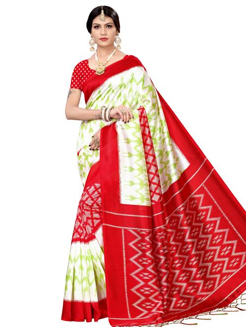 ikat printed mysore silk saree with blouse - 16390042 - Very Small Image - 1