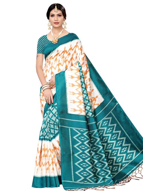 ikat printed mysore silk saree with blouse - 16390043 - Very Small Image - 1