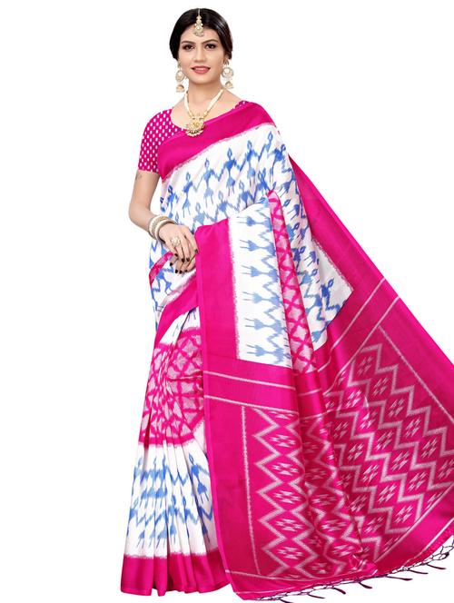ikat printed mysore silk saree with blouse - 16390044 - Very Small Image - 1