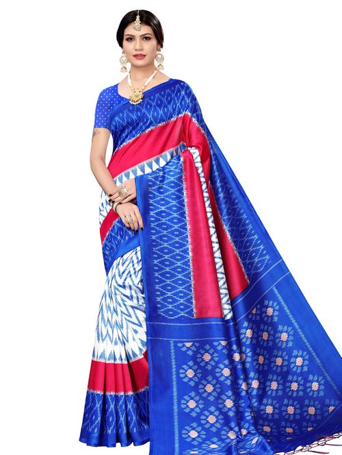 ikat printed mysore silk saree with blouse - 16390054 - Very Small Image - 1