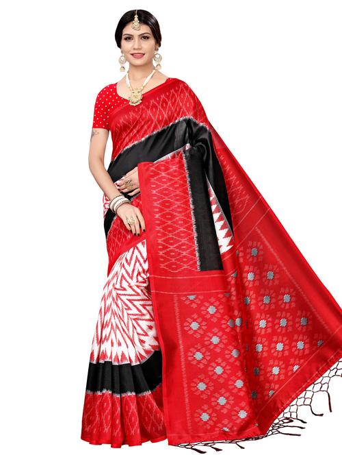 ikat printed mysore silk saree with blouse - 16390055 - Very Small Image - 1